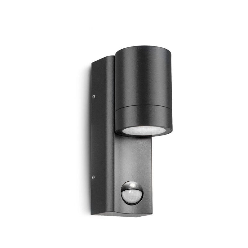 foto del prodotto miidex lighting black cylindrical wall applique cr puscular detector gu10 7w ip44