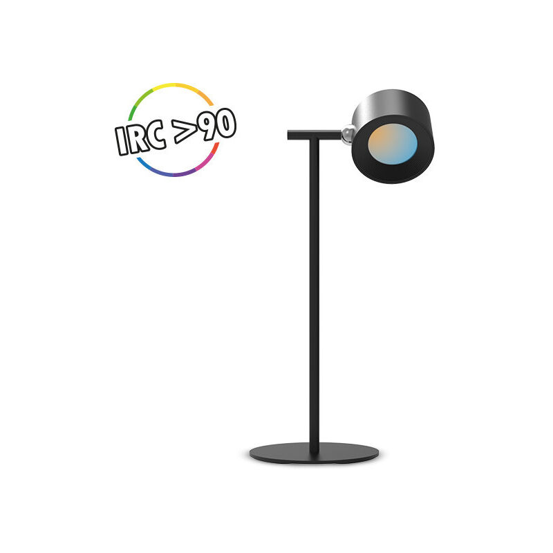 foto del prodotto miidex lighting - lampada da tavolo nero - 2w ctc - 3 temperature di colore - irc90 - ricaricabile 5h