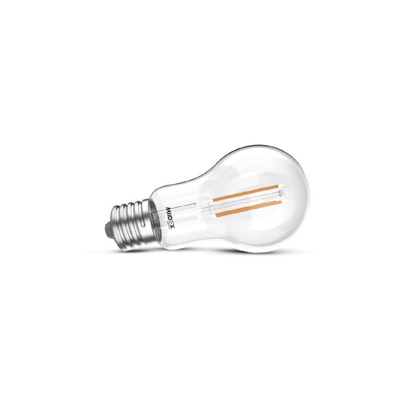 foto del prodotto miidex lighting lampadina led e27 6w filament bianco hot 2700k 60mm trasparente retro design
