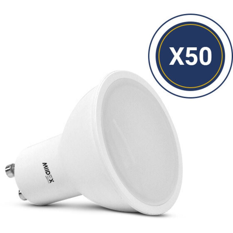 foto del prodotto miidex lighting lampadina led gu10 5,4w 3000k bianco caldo 650lm confezione da 50