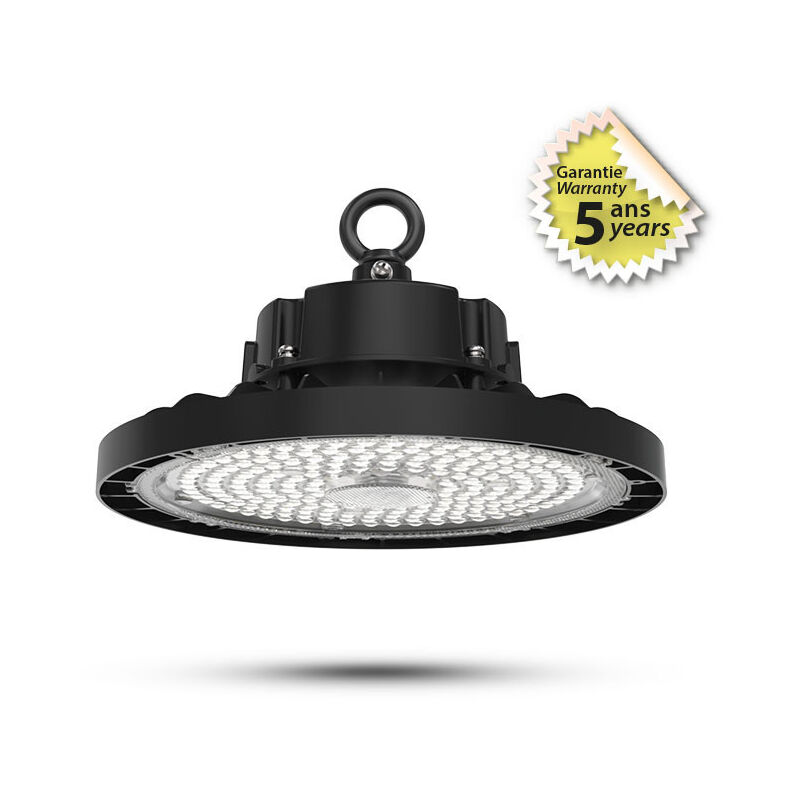 foto del prodotto miidex lighting proiettore led high bay da 200 w illuminazione potente da 32000 lm bianco naturale 4000 k ip65 impermeabile nero