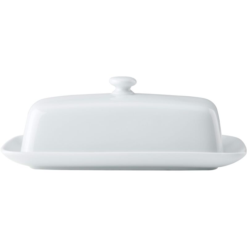 foto del prodotto mikasa chalk burriera in porcellana con coperchio, 21 cm burriera bianca per colazione e cena grande portaburro lavabile in lavastoviglie e in