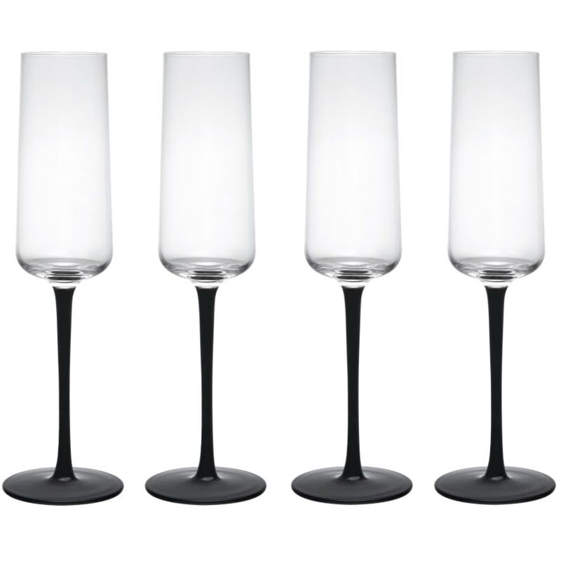 immagine 0 del prodotto mikasa palermo set di 4 flute da champagne in cristallo, 250 ml, con stelo nero 100 cristallo senza piombo confezione regalo e lavabile in