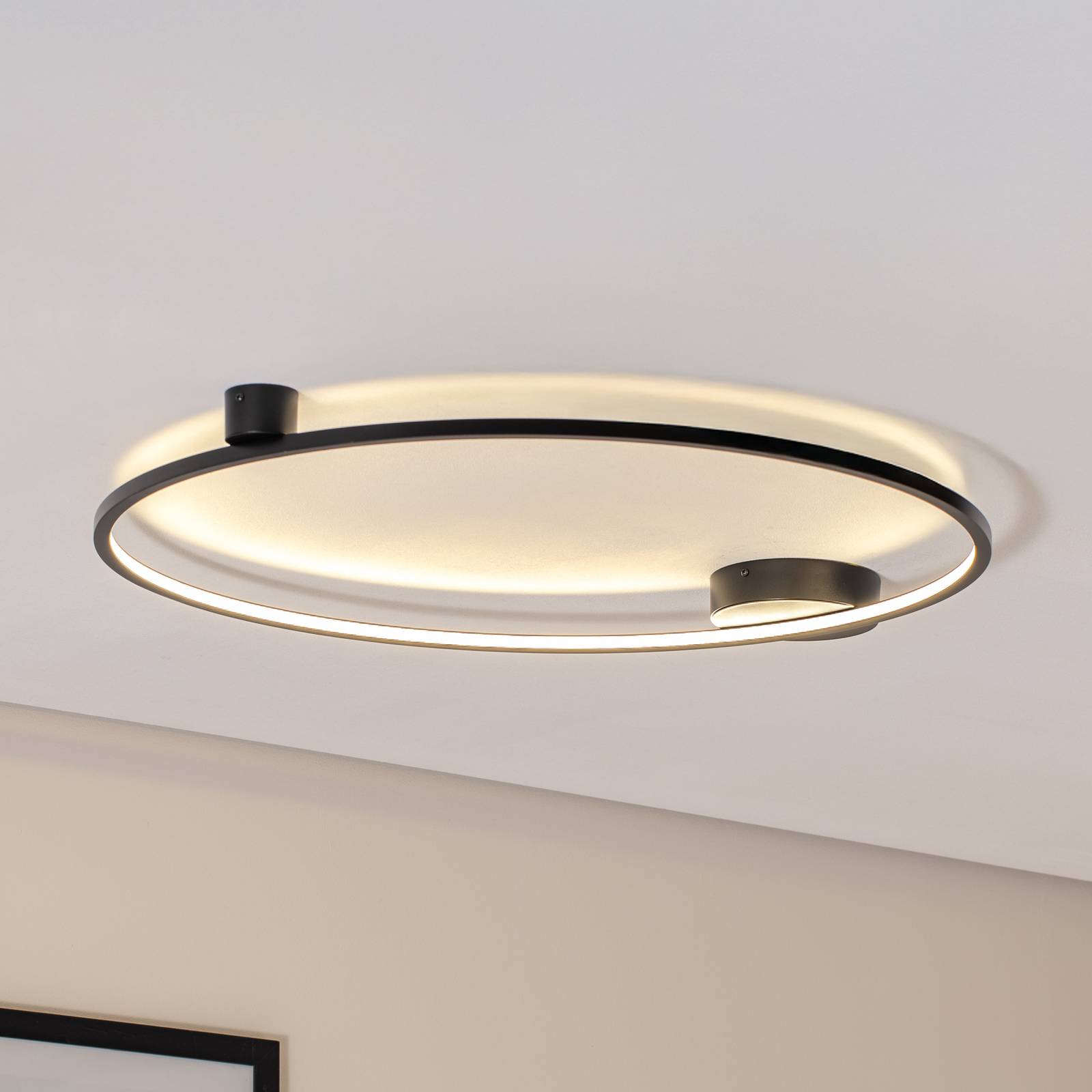 foto del prodotto milagro lighting plafoniera led saturno, nera, 80 cm, metallo, 4.000 k