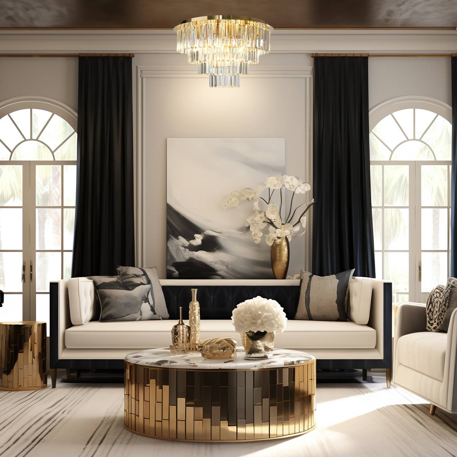 foto del prodotto milagro lighting plafoniera milano, 60 cm, oro cristallo, vetro, 9 x e14
