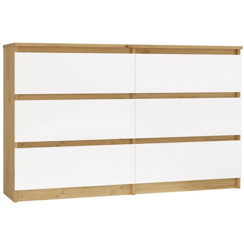 foto del prodotto milan com largo per camera da letto con 6 cassetti 30x120x77 cm mobile contenitore artigianale e bianco