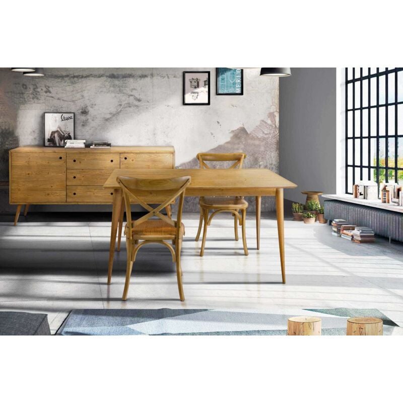 foto del prodotto milani home abby sedia moderna in legno con seduta in paglia