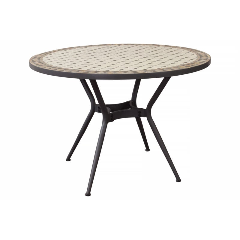 foto del prodotto milani home anxo tavolo con piano rotondo e mosaico beige e antracite