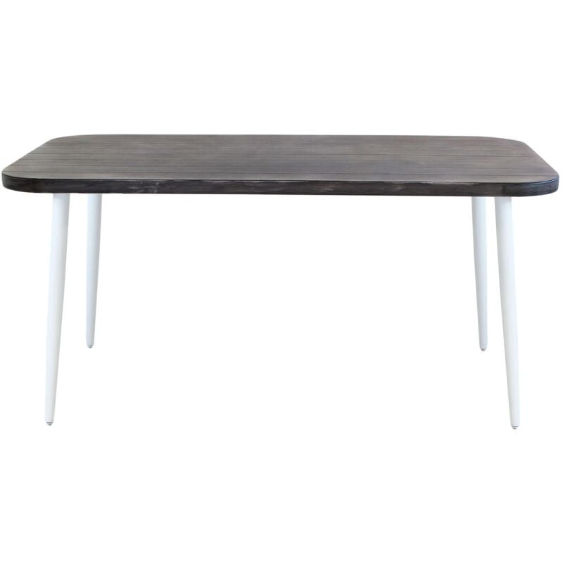 foto del prodotto milani home aurora tavolo in alluminio con ripiano effetto legno