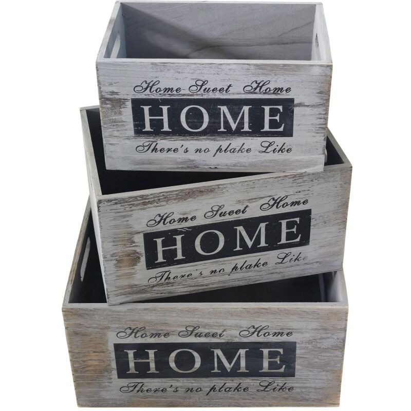 foto del prodotto milani home brianna set di 3 cassette in legno