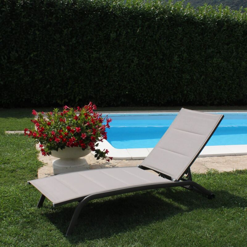 foto del prodotto milani home feles lettino da giardino impilabile in alluminio e textilene imbottito