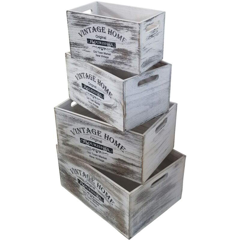 foto del prodotto milani home gisela set di 4 cassette in legno