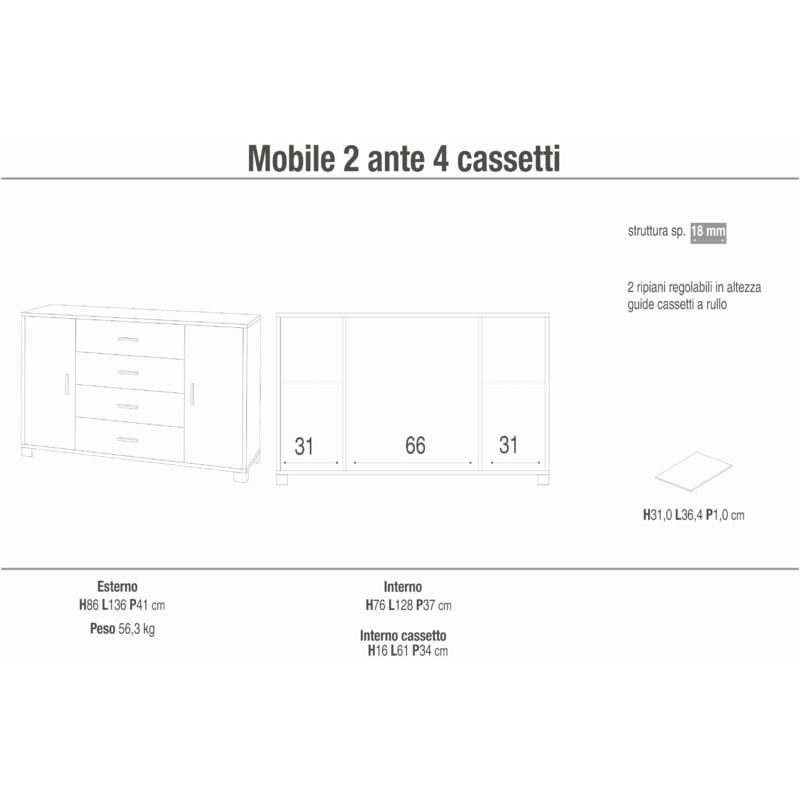 foto del prodotto milani home kiton madia moderna per soggiorno