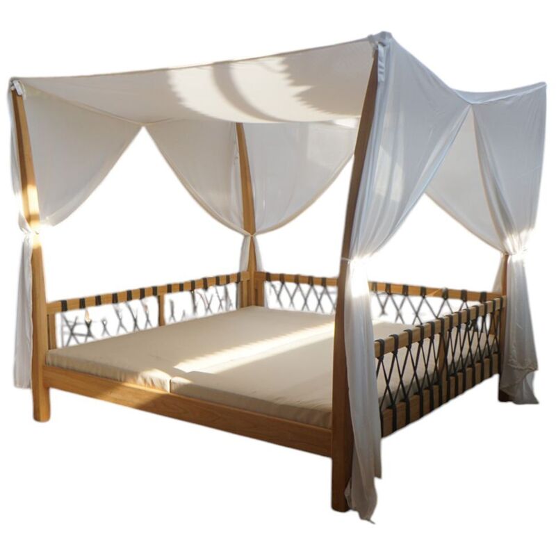 foto del prodotto milani home levante gazebo letto in teak con cuscini