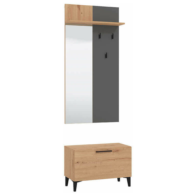 foto del prodotto milani home lumie set mobile ingresso appendiabiti con specchio e contenitore