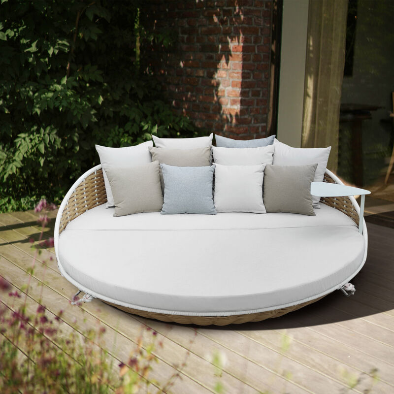 foto del prodotto milani home marisma divano letto outdoor con struttura in alluminio verniciato taupe
