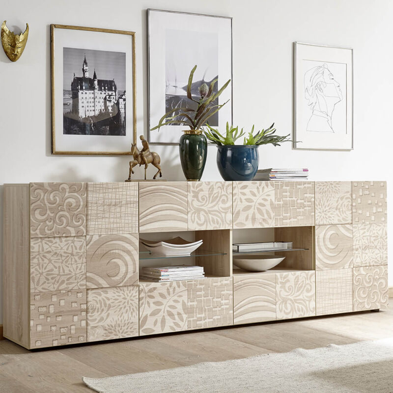 foto del prodotto milani home mori madia di design moderno 2 ante e 4 cassetti