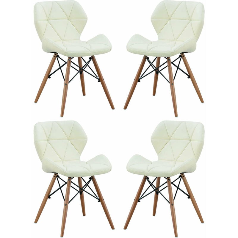 foto del prodotto milani home naomie sedia moderna in ecopelle e legno set da 4