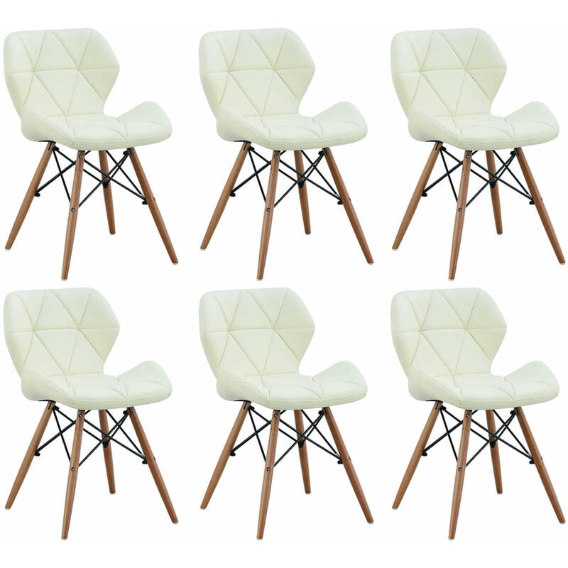 foto del prodotto milani home naomie sedia moderna in ecopelle e legno set da 6