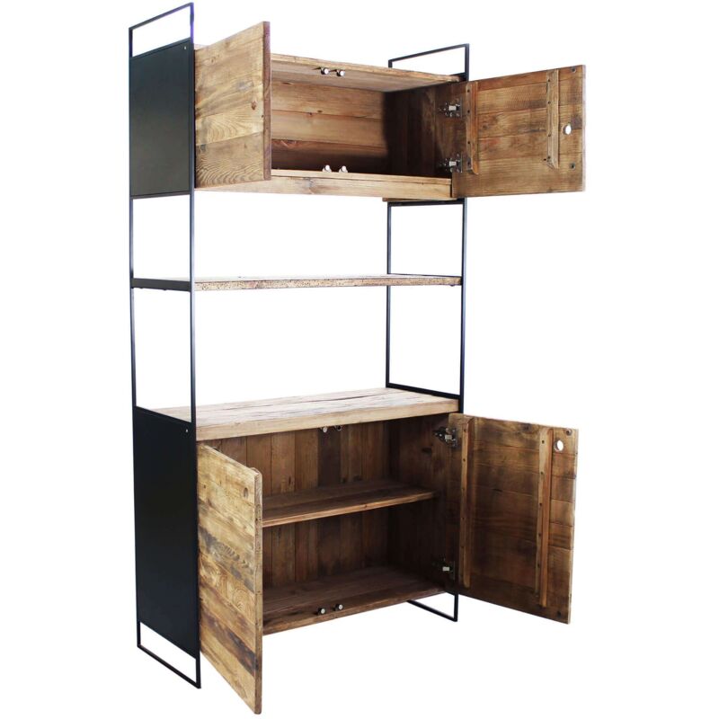 foto del prodotto milani home pinus black credenza in pino riciclato