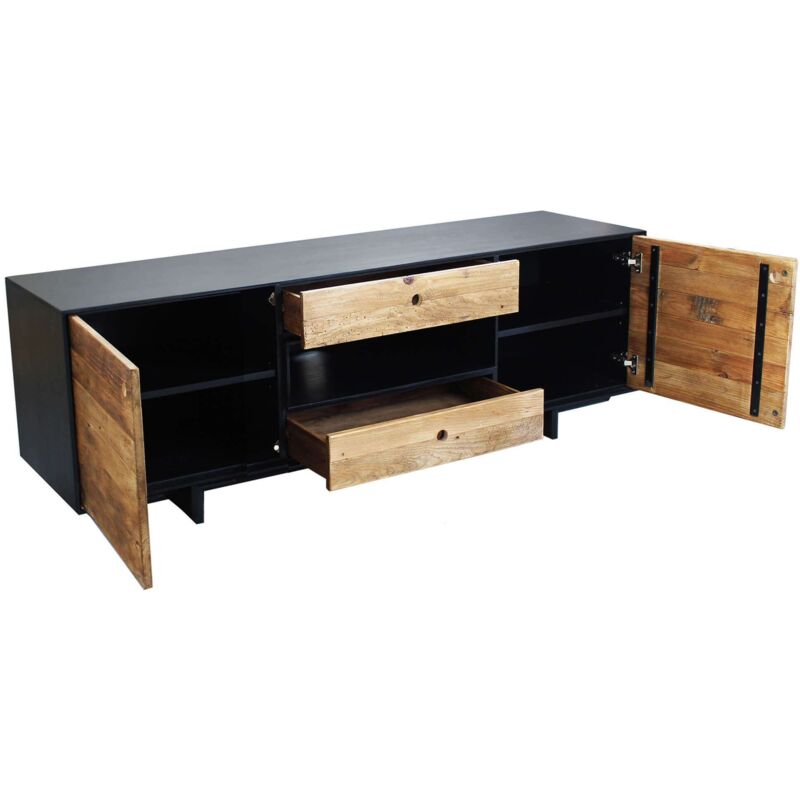 foto del prodotto milani home pinus black porta tv in pino riciclato