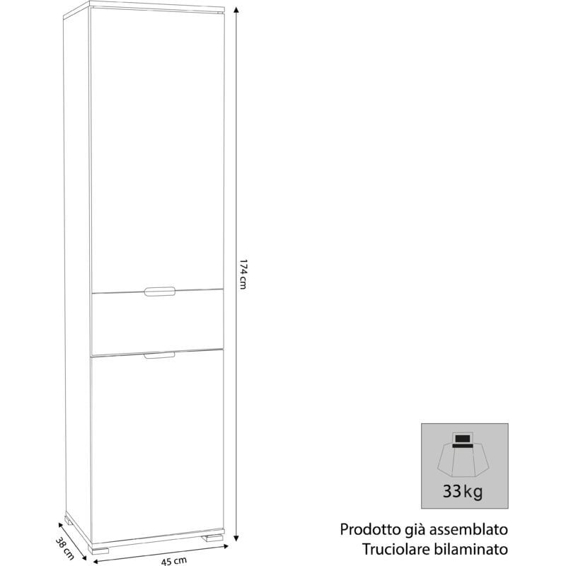foto del prodotto milani home pippo armadio con 2 ante e un cassetto