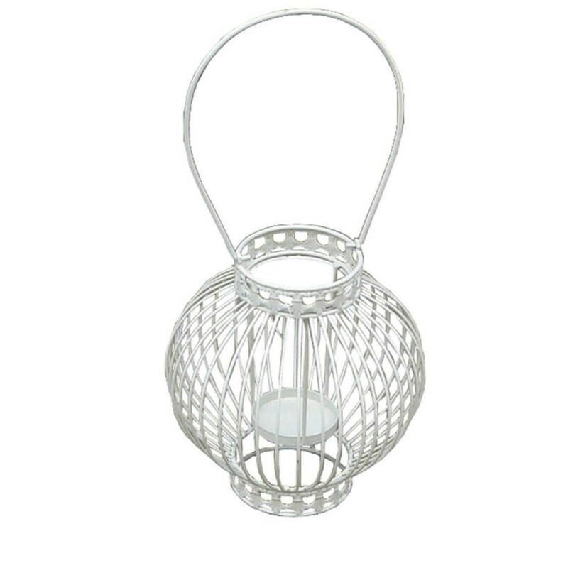 foto del prodotto milani home portacandela stile provenzale in ferro verniciato cm 20,5 x 22 x 42 h