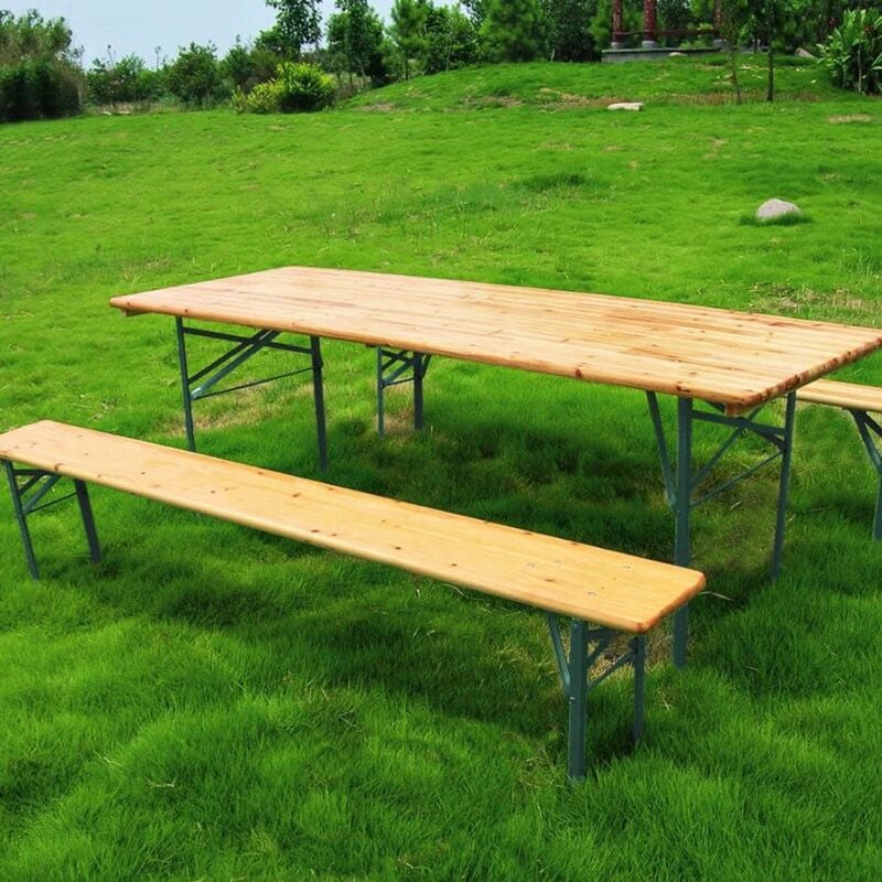 foto del prodotto milani home set birreria con tavolo e due panche 200 x 70 cm