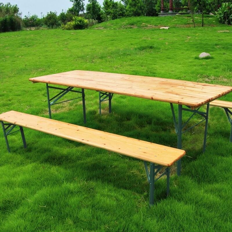 foto del prodotto milani home set birreria con tavolo e due panche 220 x 70 cm