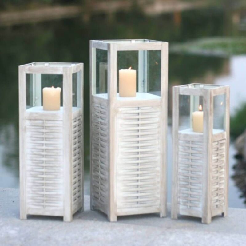 foto del prodotto milani home set di 3 lanterne in acciaio quadrate