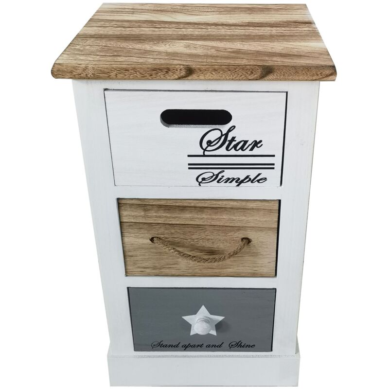 foto del prodotto milani home sunil mobiletto in legno con 3 cassetti