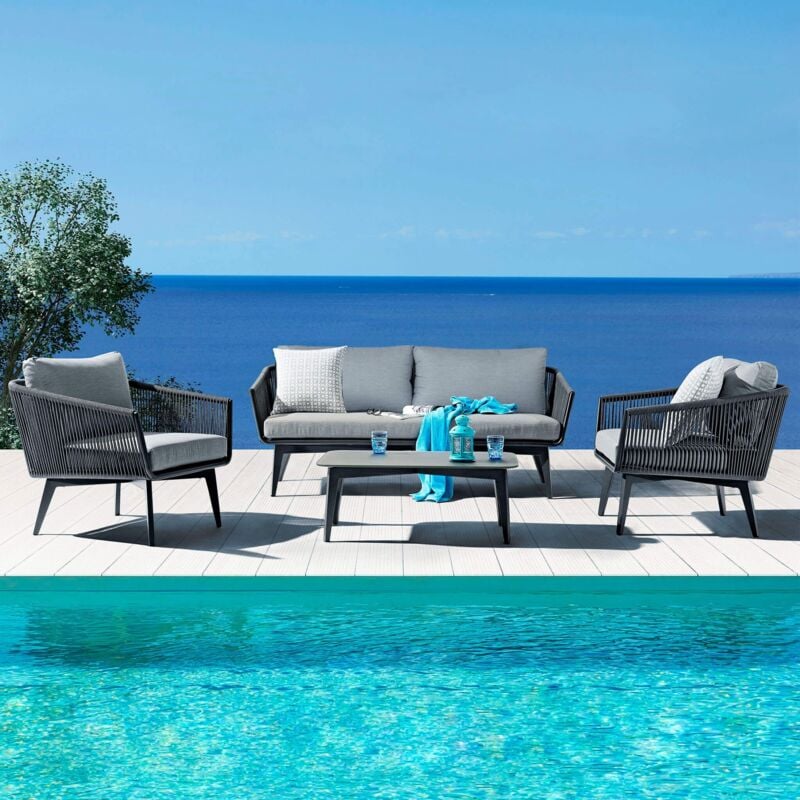 foto del prodotto milani home uranus salotto da giardino in alluminio e corda con cuscini