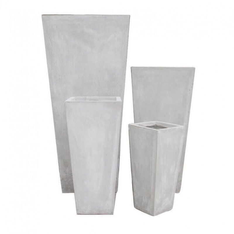 foto del prodotto milani home vasi quadrati a cono alti da giardino in fibra di argilla set 4 pezzi glicine burlywood