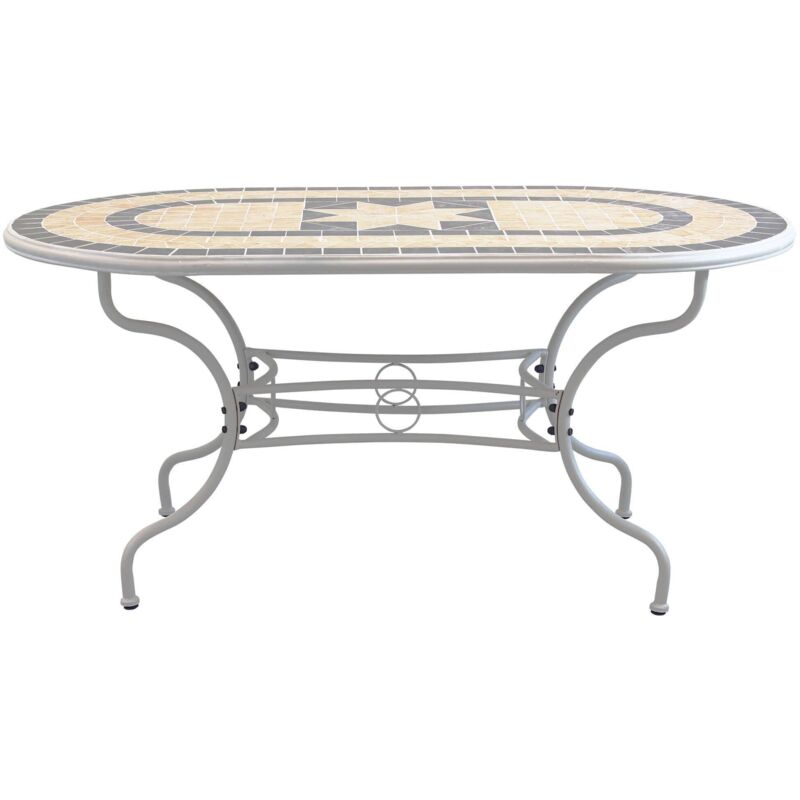 foto del prodotto milani home ventus tavolo da giardino in ferro con piano in mosaico 90 x 160