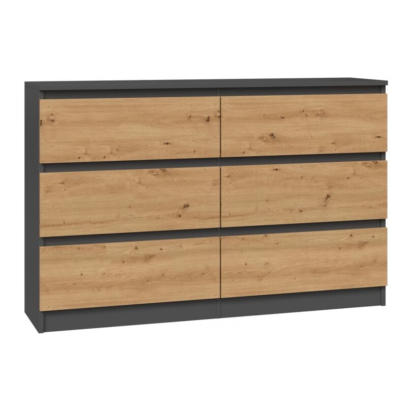 foto del prodotto milano ampia cassettiera da camera 6 cassetti 30x120x77cm stile scandinavo mobile contenitore