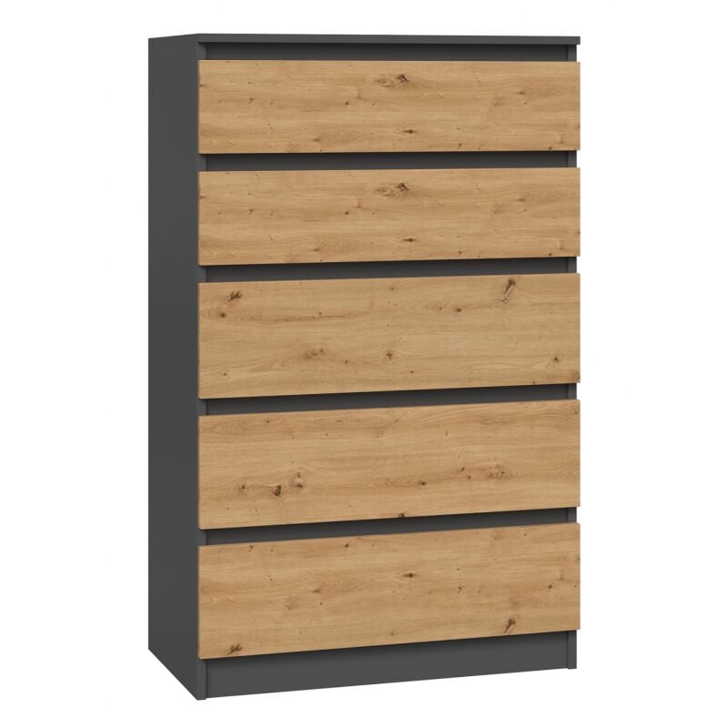 foto del prodotto milano cassettiera moderna 5 cassetti 70x40x109.5 cm mobile contenitore stile scandinavo