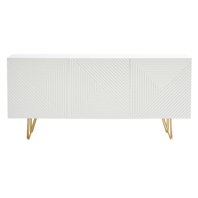 foto del prodotto miliboo credenza design bianco e dorato l160 cm ozen