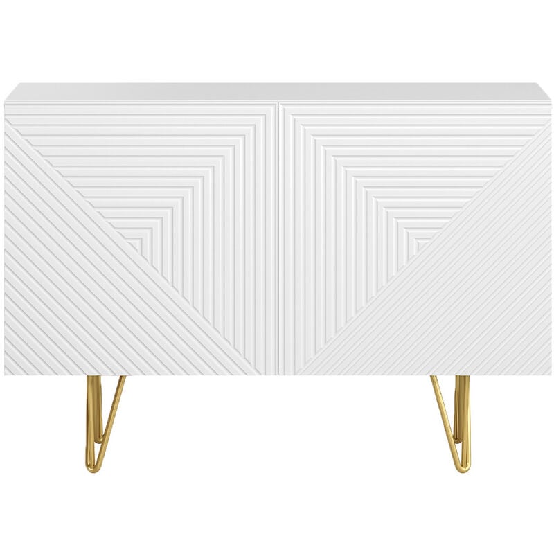 foto del prodotto miliboo credenza design bianco e oro con 2 ante l107 cm ozen