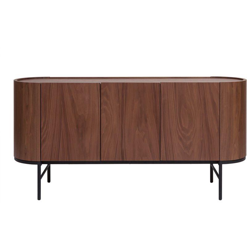 foto del prodotto miliboo credenza design legno scuro noce e metallo nero 3 ante l160 cm skye