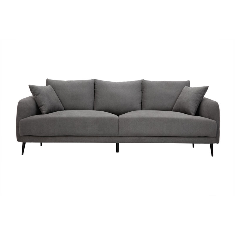 foto del prodotto miliboo divano design 3 posti in tessuto effetto velluto grigio e metallo nero jerry