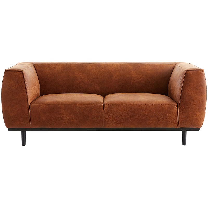 foto del prodotto miliboo divano design in pelle look anticato marrone cognac 2 3 posti morris