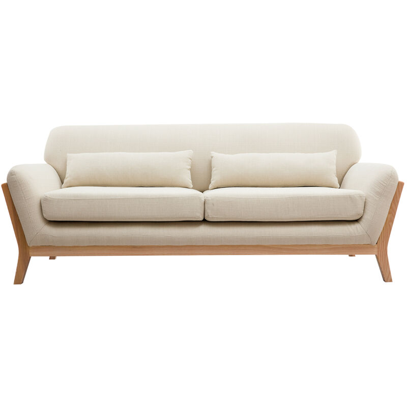 foto del prodotto miliboo divano in stile scandinavo 3 posti beige con piedini in legno yoko