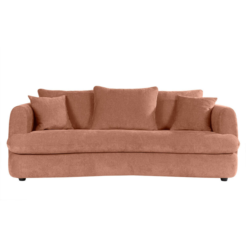 foto del prodotto miliboo divano letto sfoderabile 3 4 posti forma a fagiolo in tessuto effetto velluto color terracotta sacha