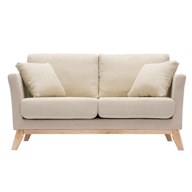 foto del prodotto miliboo divano scandinavo 2 posti beige e piedi in legno chiaro oslo