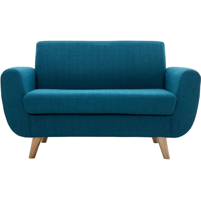 foto del prodotto miliboo divano scandinavo 2 posti blu anatra e massello di hevea pure