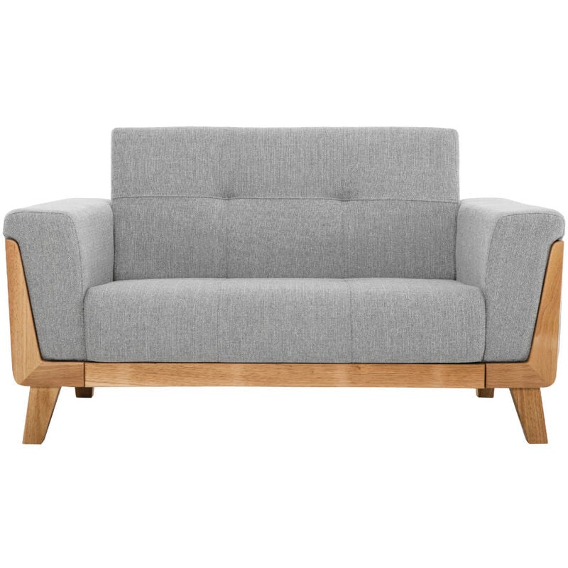 foto del prodotto miliboo divano scandinavo 2 posti grigio chiaro e base legno fjord