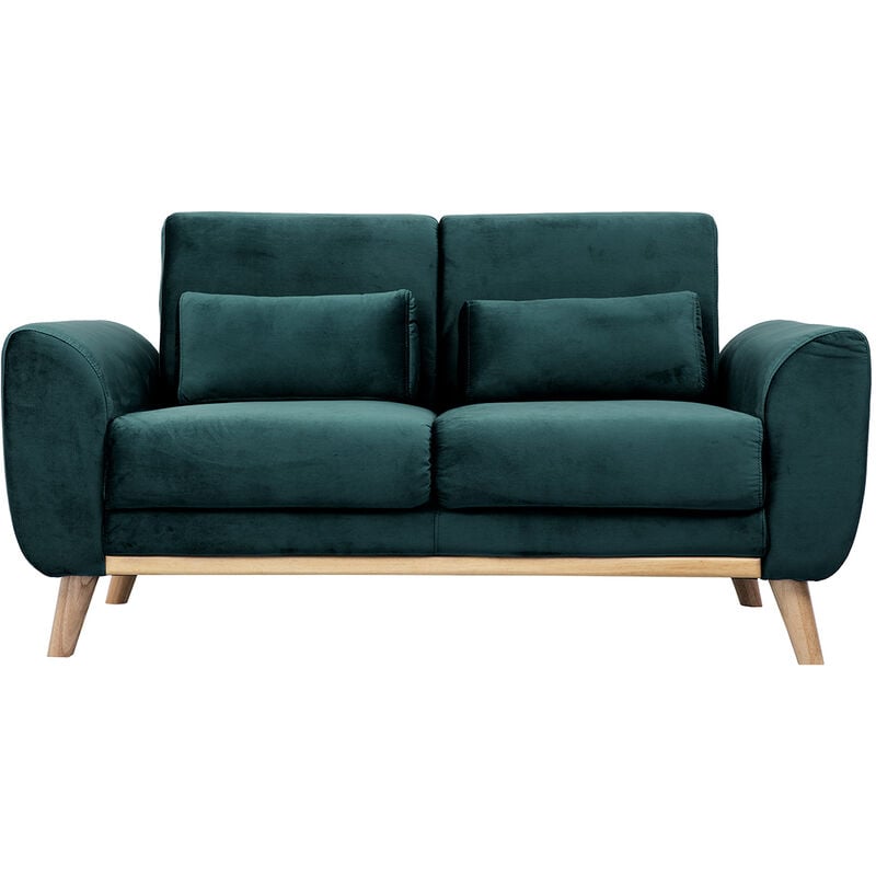 foto del prodotto miliboo divano scandinavo 2 posti velluto blu petrolio ektor