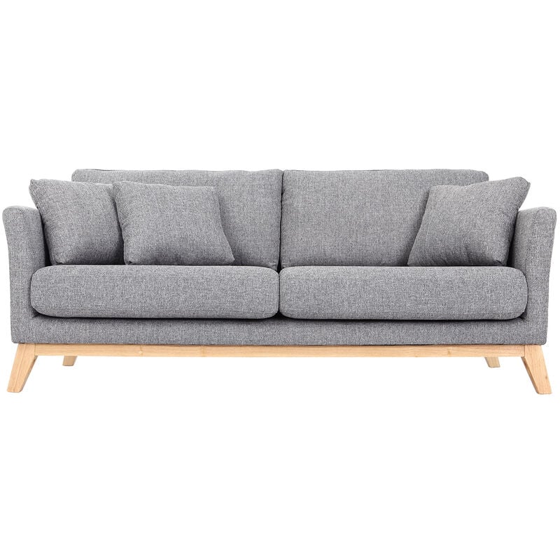 foto del prodotto miliboo divano scandinavo 3 posti grigio chiaro piedi legno oslo