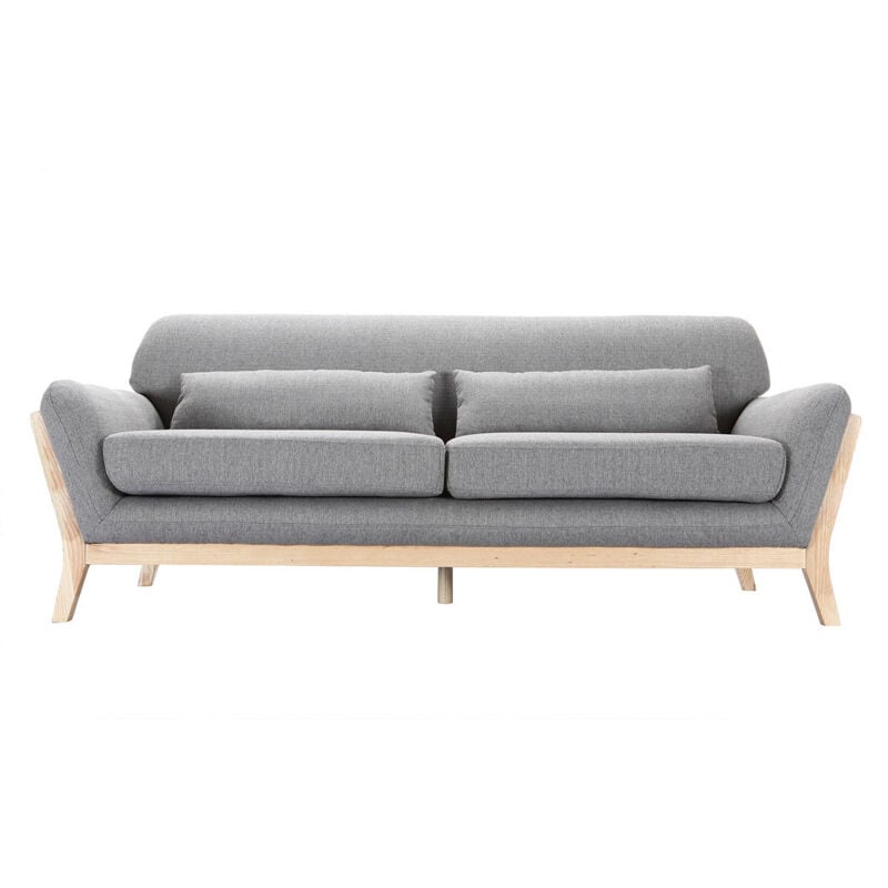 foto del prodotto miliboo divano scandinavo 3 posti grigio piedi legno yoko