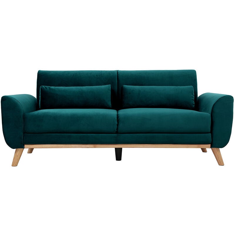 foto del prodotto miliboo divano scandinavo 3 posti velluto blu petrolio ektor